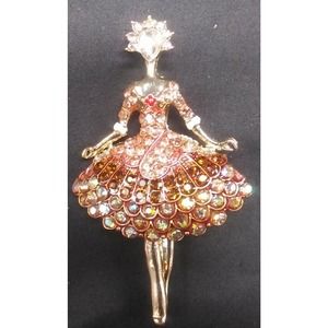 Brand New Ballerina Crystal Rhinestone Brooch.